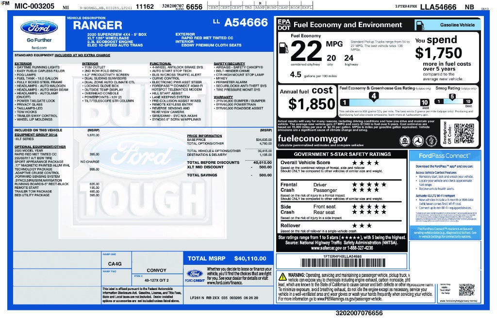2020 Ford Ranger XL