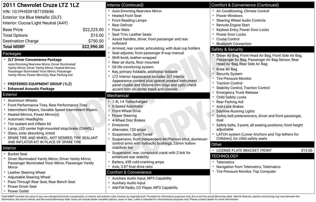 2011 Chevrolet Cruze LTZ