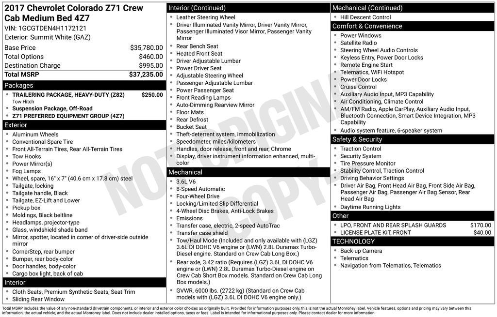 2017 Chevrolet Colorado 4WD Z71