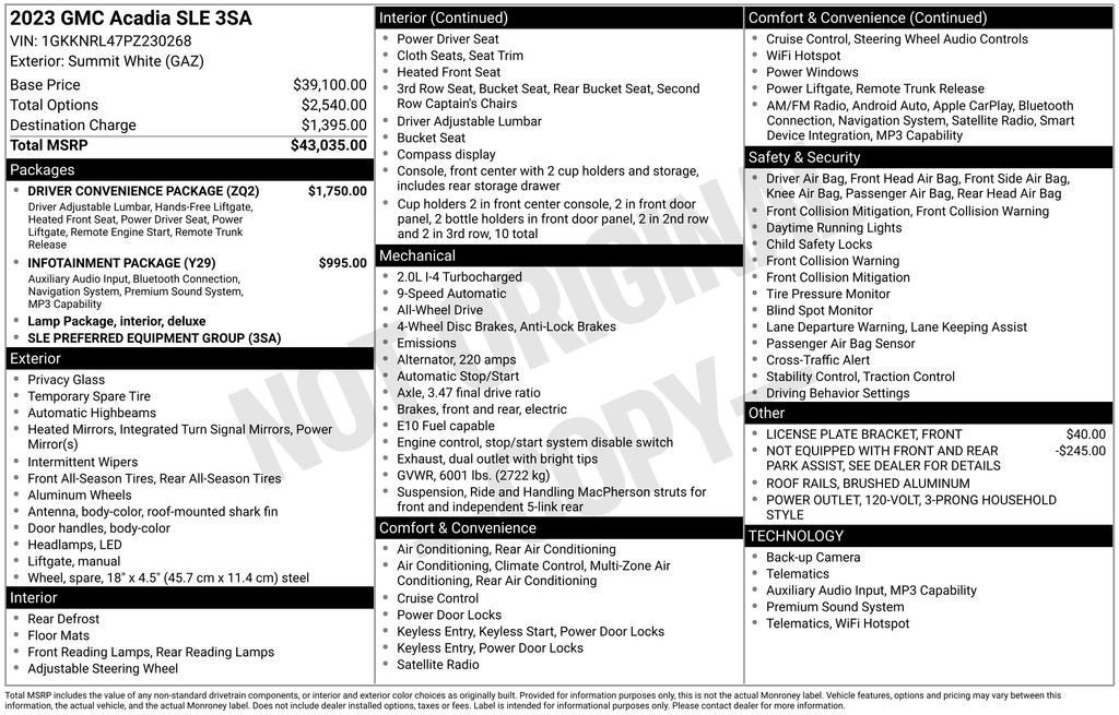 2023 GMC Acadia SLE