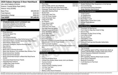 2020 Subaru Impreza 2.0I